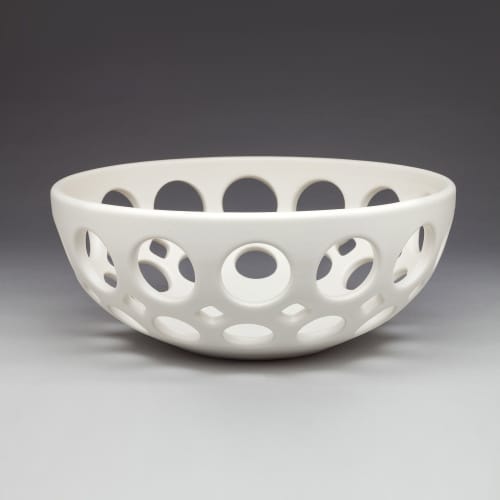 Round Openwork Fruit Bowl - White | Decorative Objects by Lynne Meade