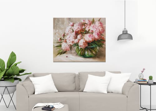 Peonies painting large, Peony painting oil,  Floral painting | Oil And Acrylic Painting in Paintings by Natart. Item made of canvas with synthetic works with contemporary style