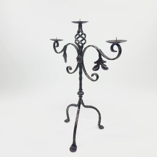 Hand Forged Iron Candelabra 23.5″ (60cm) | Candle Holder in Decorative Objects by edecrawzFC