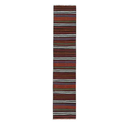 Vintage Striped Turkish Kilim Rug Runner - Stair Carpet | Runner Rug in Rugs by Vintage Pillows Store. Item made of fiber