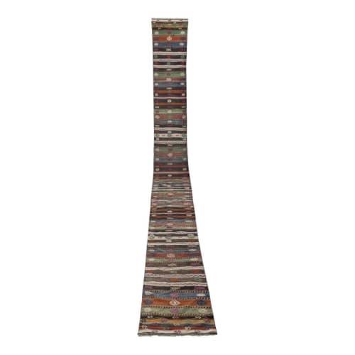 Turkish Oushak Stair Kilim Runner, Vintage Extra Long | Runner Rug in Rugs by Vintage Pillows Store. Item composed of fiber