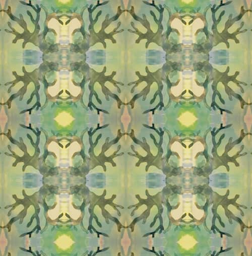 Algae, Celadon | Fabric in Linens & Bedding by Philomela Textiles & Wallpaper. Item made of linen