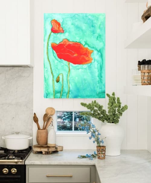 Poppy Trio | Prints by Brazen Edwards Artist. Item made of canvas with paper
