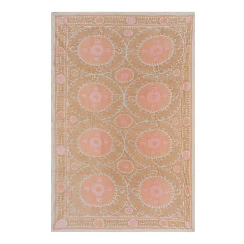 Suzani Pastel Tapestry - Taupe Uzbek Table Cloth - Tribal Em | Tablecloth in Linens & Bedding by Vintage Pillows Store
