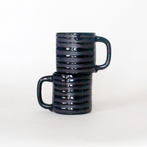Monochrome Mug - Black Stripes | Drinkware by btw Ceramics. Item made of ceramic