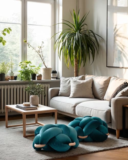 (M) Petrol Knot Ottoman | Benches & Ottomans by Knots Studio