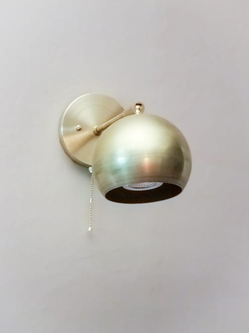 Gold Orb Wall Lighting Modern 1 Head Brushed Brass Globe | Sconces by Retro Steam Works. Item composed of brass in industrial style