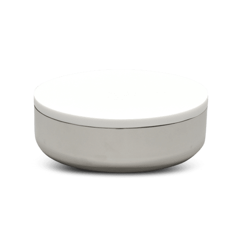 Modern Large Bowl In Stainless Steel With Lid | Dinnerware by Tina Frey. Item made of steel & synthetic