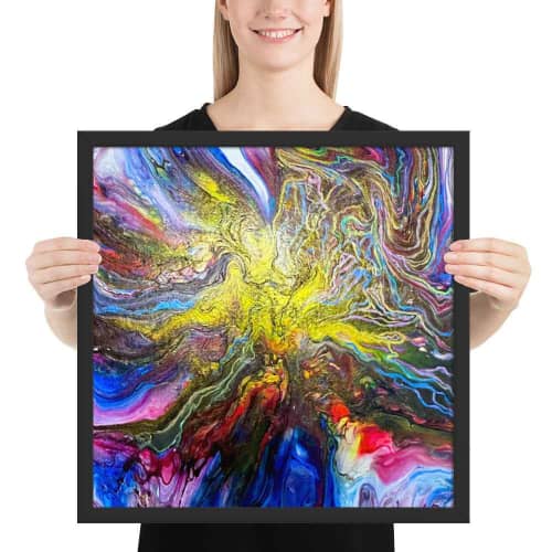Framed Print - In The Beginning - Cosmic Gold Explosion | Work by Eman's Gallery