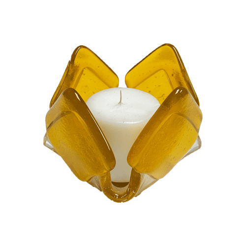 Transparent Yellow Glass Candleholder | Candle Holder in Decorative Objects by Sand & Iron