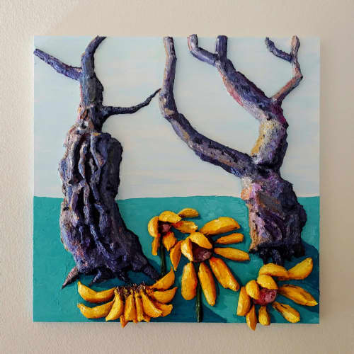 "Two trees and their flowers." | Mixed Media in Paintings by Art By Natasha Kanevski. Item compatible with minimalism and contemporary style