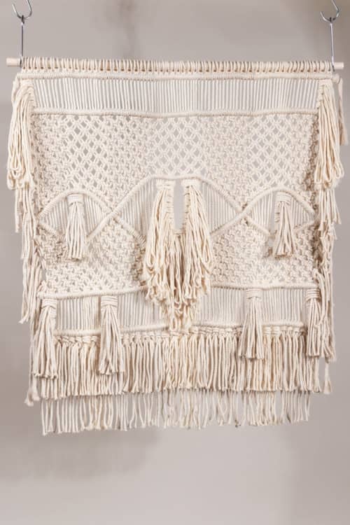 Large Tassel Wall Hanging | Macrame Wall Hanging in Wall Hangings by Modern Macramé by Emily Katz. Item composed of wood & fabric