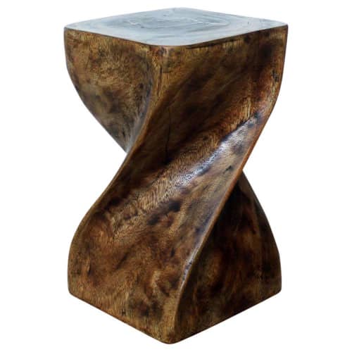 Haussmann® Big Twist Wood Stool Table 12 in SQ x 20 in H | Chairs by Haussmann®