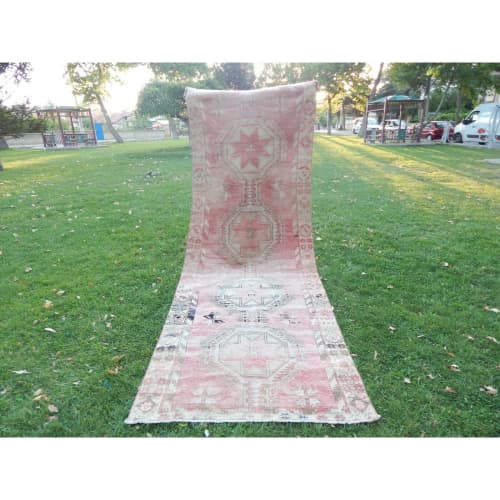 Vintage Turkish Oushak Wool Runner - Stair Carpet | Runner Rug in Rugs by Vintage Pillows Store. Item made of cotton