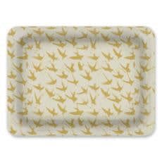 Decorative Tray: Bird By Bird, Mustard | Decorative Objects by Philomela Textiles & Wallpaper. Item made of synthetic