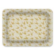 Decorative Tray: Bird By Bird, Mustard | Decorative Objects by Philomela Textiles & Wallpaper. Item made of synthetic