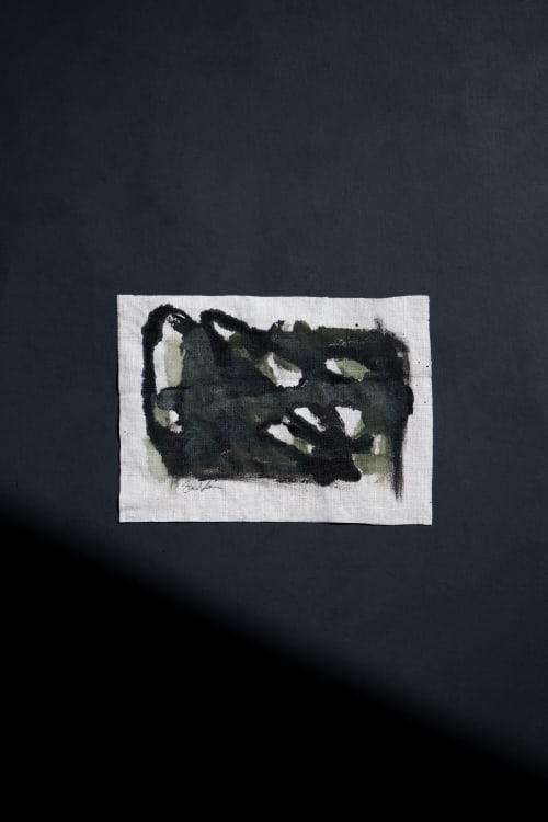 5" x 7" | Summer 2022 .05 | Oil And Acrylic Painting in Paintings by Double Kick | Sara Kraus. Item composed of linen compatible with minimalism and contemporary style