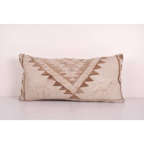 Queen Boho Woven Bedding White Herki Kilim Pillow Cover, Ove | Cushion in Pillows by Vintage Pillows Store