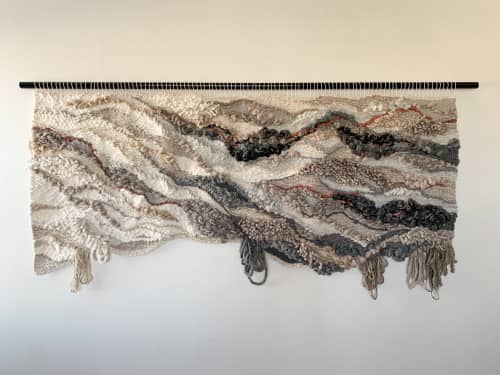 mountain wall hanging neutral tones and textures fiber art | Tapestry in Wall Hangings by Rebecca Whitaker Art. Item composed of cotton and fiber in boho or contemporary style