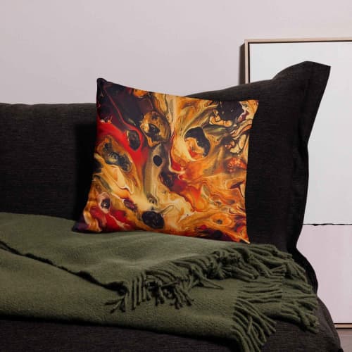 Cushion Cover - Laheeb (flame) - Fluid Red Black Fire Art | Work by Eman's Gallery