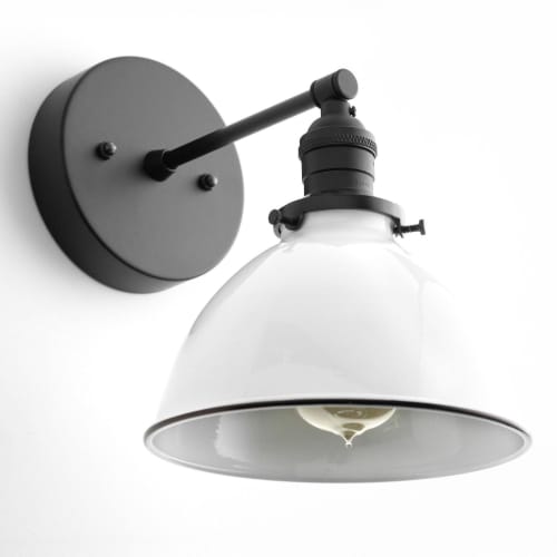 White Shade Sconce - Model No. 7026 | Sconces by Peared Creation. Item composed of brass