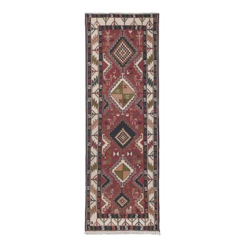Vintage Animal Turkish Soumac Runner Rug 3'4'' x 9'2'' | Rugs by Vintage Pillows Store. Item composed of cotton