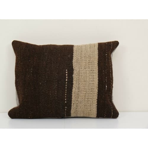 Ethnic Goat Hair Lumbar Kilim Pillow Cover from Anatolian | Cushion in Pillows by Vintage Pillows Store. Item composed of cotton