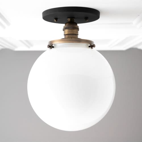 8 Inch Globe Light - Model No. 1081 | Pendants by Peared Creation. Item made of brass & glass