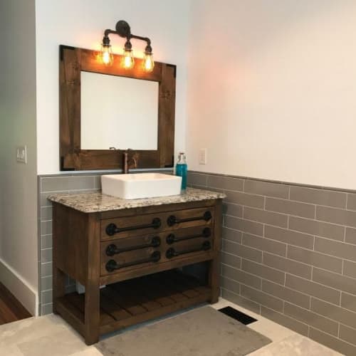 Model 1106 - Custom Single Sink Vanity | Countertop in Furniture by Limitless Woodworking. Item made of maple wood works with mid century modern & contemporary style