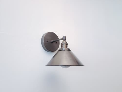 Modern Wall Grey Sconce - Industrial Light - Gunmetal Brass by Retro ...