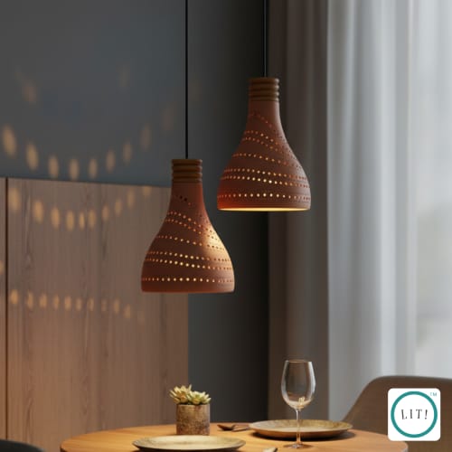 Ovela Terracotta Pendant Lamps | Pendants by Lit Lamps - Sustainable Mindful Lighting. Item works with country & farmhouse & asian style