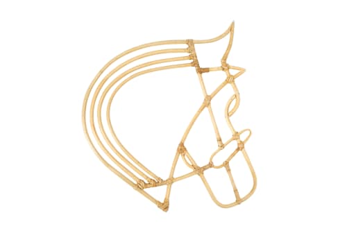 Amara Handmade Natural Rattan Horse Wall Decor, 17" | Ornament in Decorative Objects by Amara
