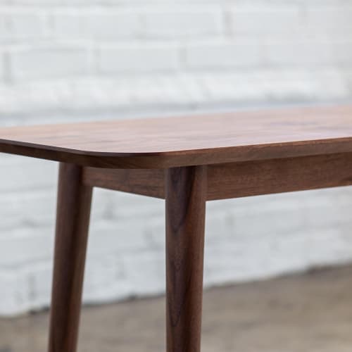 Mid Century Modern Walnut Bench: Solid Hardwood Entryway or Dining Bench | Benches & Ottomans by Spacecraft Furnishing