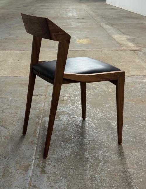 Modern Wood Dining Chair with Leather Cushion: Hand-Rubbed Osmo Finish, USA made | Clock in Decorative Objects by Niaa