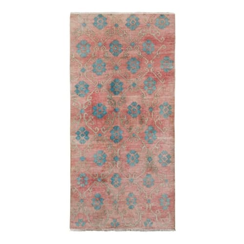 Mid-20th Century Watermelon Handmade Turkish Anatolian | Runner Rug in Rugs by Vintage Pillows Store. Item composed of cotton & fiber