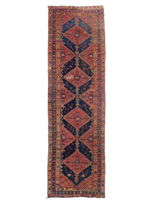 Funky Boho Vintage Kurdish Runner with DAZZLING Colors; Lime | Runner Rug in Rugs by The Loom House. Item made of cotton with fiber