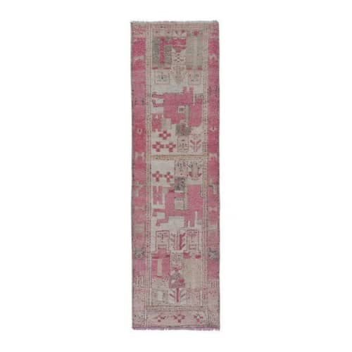 1960s Distressed Human Pictorial Kurdish Runner Rug | Area Rug in Rugs by Vintage Pillows Store