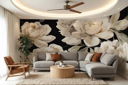 Painted Peony — Bold Florals Luxury Wallpaper Mural | Wall Treatments by ELLE WALLS