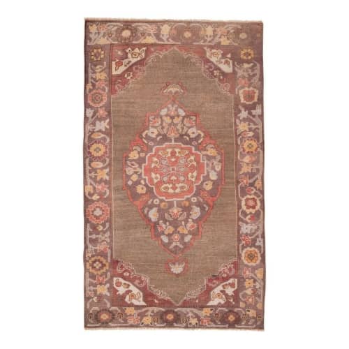 1960s, Handmade Vintage Turkish Karapinar Rug With Central M | Area Rug in Rugs by Vintage Pillows Store. Item made of cotton