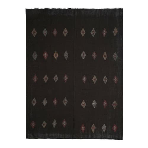 Black Brown Color Goat Hair Kilim, Made of Natural Undyed | Area Rug in Rugs by Vintage Pillows Store. Item composed of wool and fiber