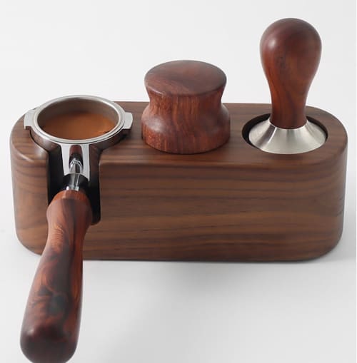 Walnut Tamp Station | Bar Accessory in Drinkware by Vanilla Bean