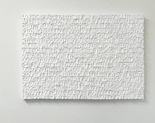 Love Letters  24" x 36" | Mixed Media in Paintings by Emeline Tate. Item made of canvas & synthetic