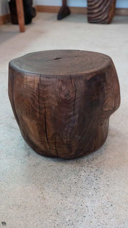 Walnut Blok Round | Stool in Chairs by Simon Silver Designs