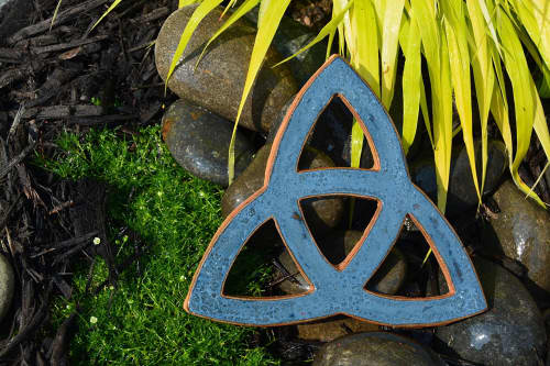 Trinity Knot Celtic Earthenware Blue | Wall Sculpture in Wall Hangings by Studio Strietnberger / Knottery Pottery - Kathleen Streitenberger. Item composed of ceramic