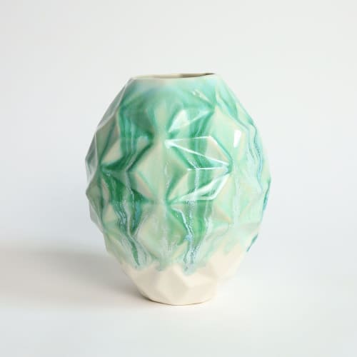 Oblique in Jade | Vase in Vases & Vessels by by Alejandra Design. Item composed of ceramic