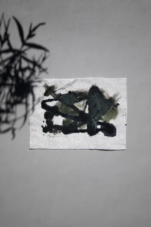 5" x 7" | Summer 2022 .01 | Oil And Acrylic Painting in Paintings by Double Kick | Sara Kraus. Item composed of linen compatible with minimalism and contemporary style