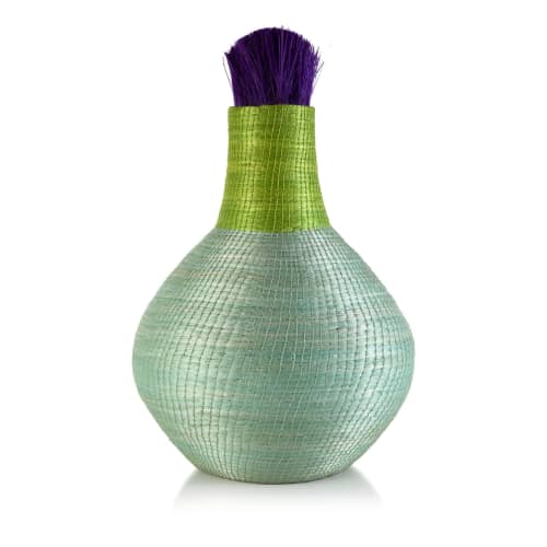 colorblock ostrich vase aqua | Vases & Vessels by Charlie Sprout. Item made of fiber
