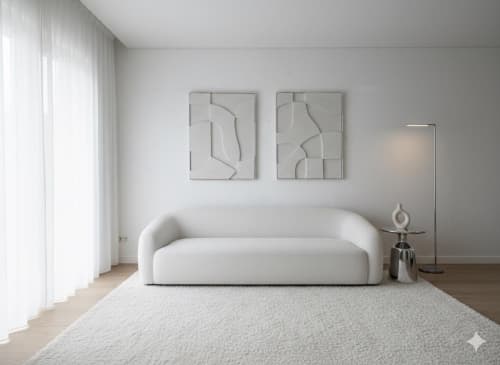 Diptych Wall Art Set (2 pieces) - Modern Textured Plaster Sculptures - Off White Decor - Housewarming Gift - Japandi Style Design | Wall Sculpture in Wall Hangings by Vaiva Art Atelier