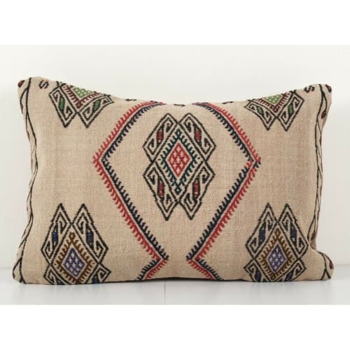 Handmade Sand Kilim Cushion Cover Traditional Geometric Wool | Sham in Linens & Bedding by Vintage Pillows Store. Item composed of cotton