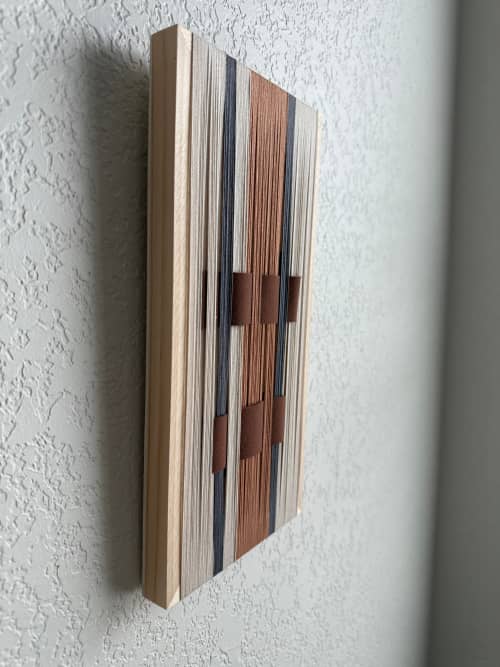Woven Tile - String Theory- Suede and Grey #2 | Wall Sculpture in Wall Hangings by Mpwovenn Fiber Art by Mindy Pantuso